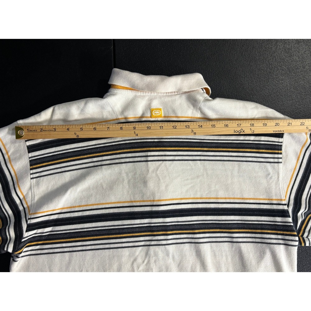 Ecko Unltd Mens 2XL Striped Polo Shirt White Black Orange Rhino Logo Streetwear - Picture 5 of 11
